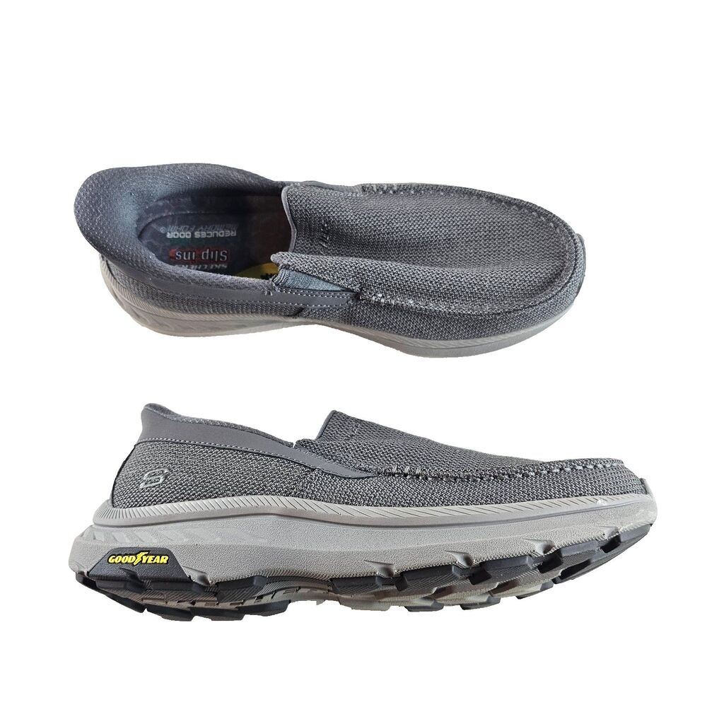 Skechers Slip Ins Shoes Mens 9 Gray Goodyear Memory Foam Casual Loafers